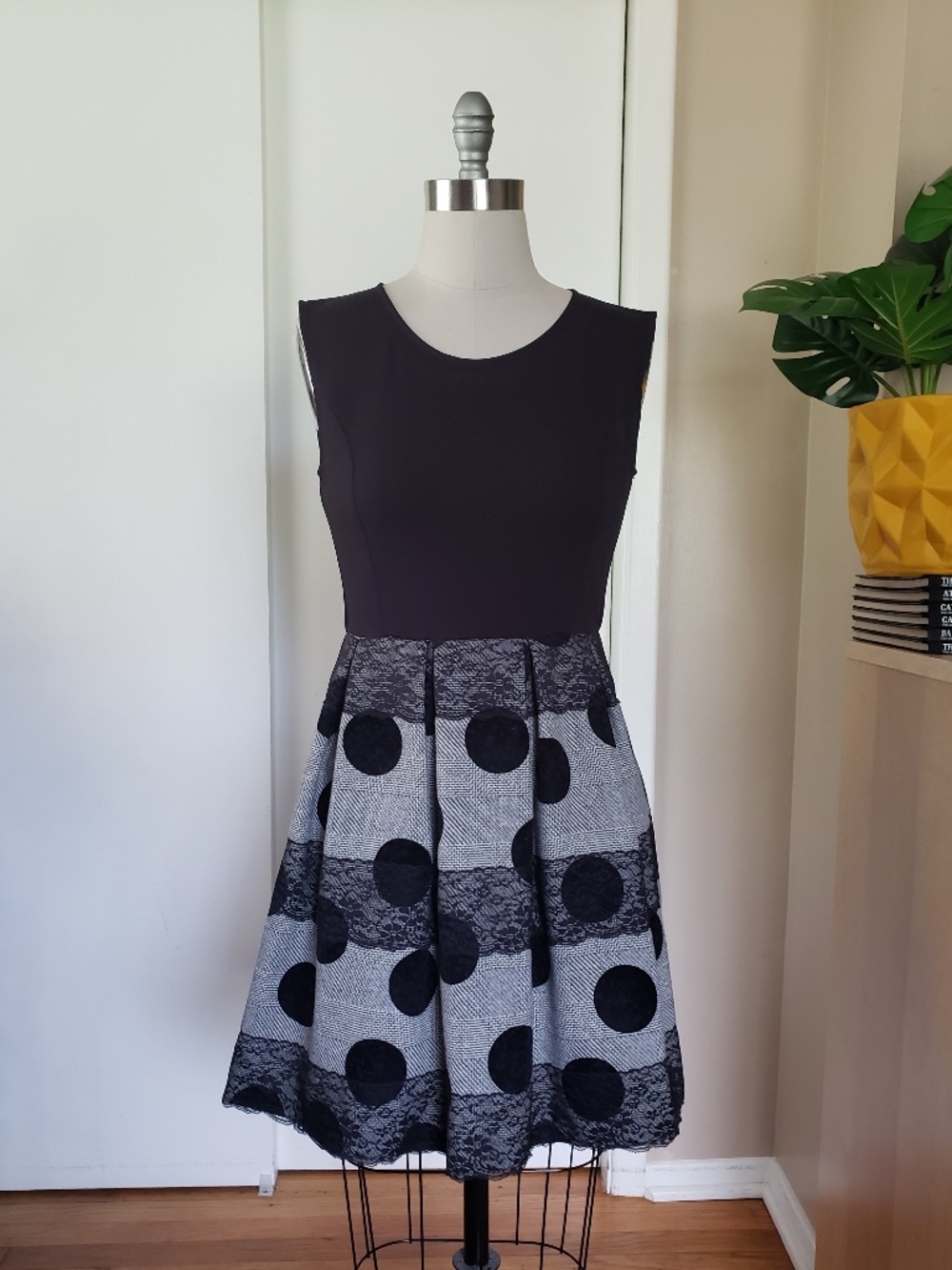 Polka Dot Lace Embellished Dress Size 12